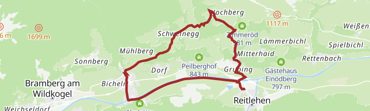 Route map: Hollersbach: Mühlbachrunde Wegnr. 17, 57